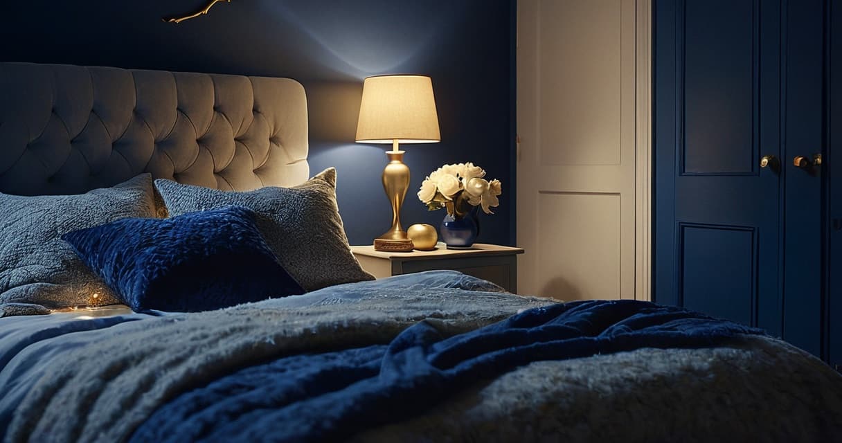 A softly lit children's bedroom at night with a gentle nightlight glow