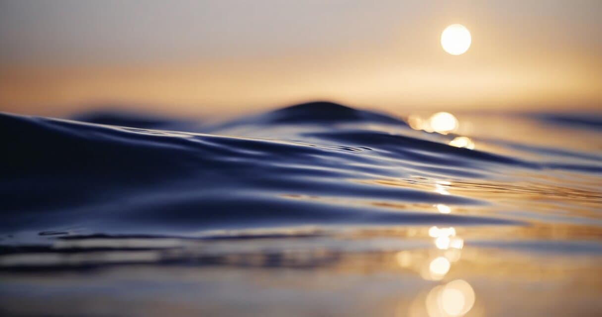 Soft overlapping waves of deep blue and violet light in the dark