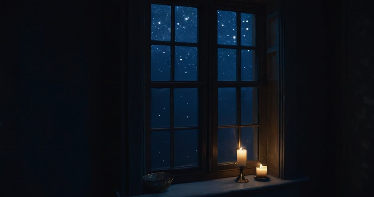 A moonlit window in a dark, quiet room in the small hours of the night